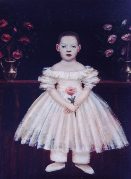 Small girl in rose dress
